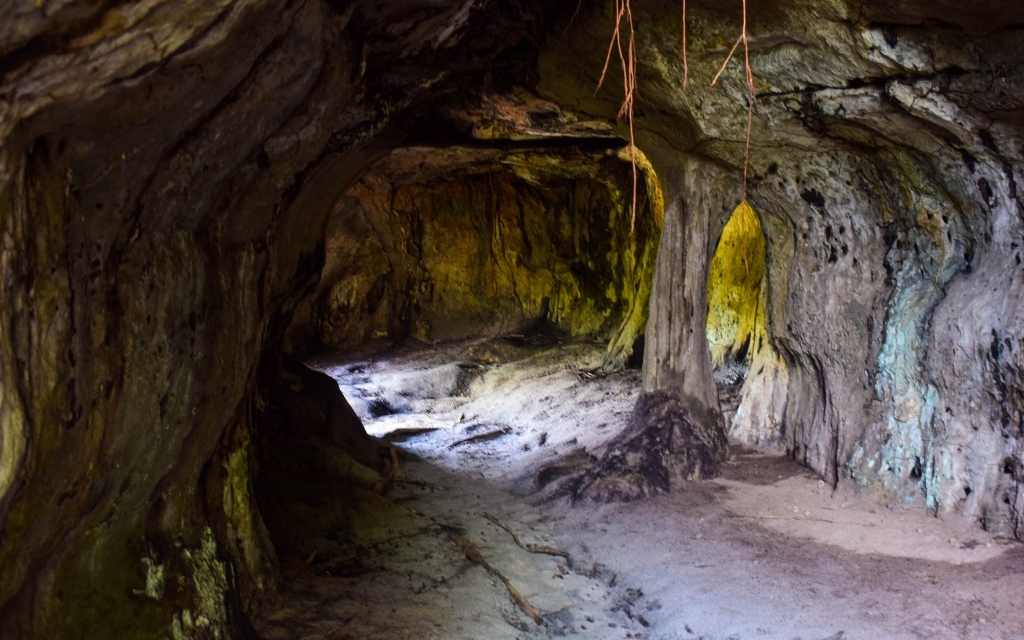 bonito tunel de colores oscuros y amarillos en tuneles naturales guaviare