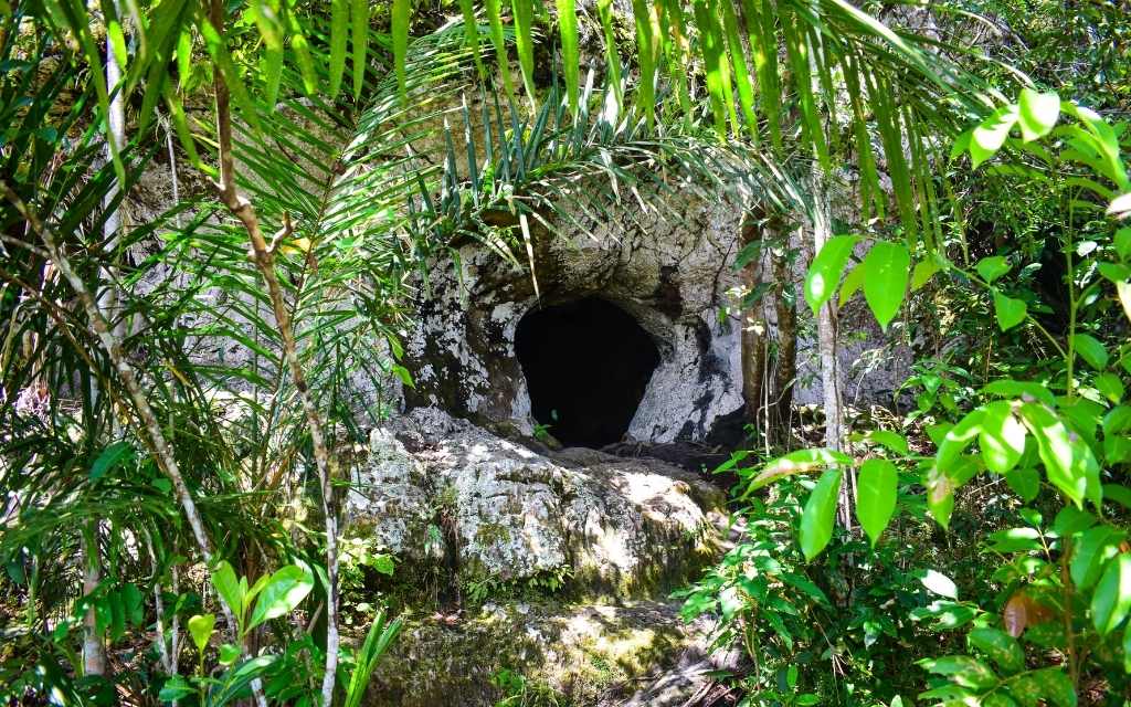 entrada a uno de los tuneles naturales con forma redonda en el guaviare